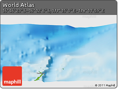 Physical 3D Map of the Area around 16° 29' 14" S, 177° 43' 29" E