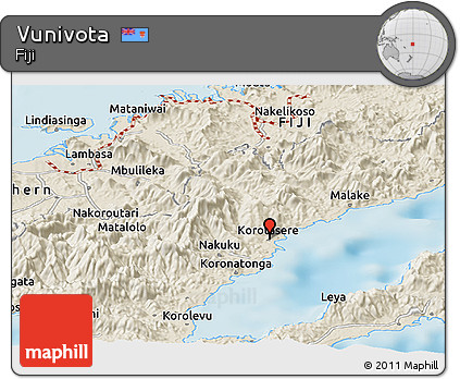 Shaded Relief Panoramic Map of Vunivota