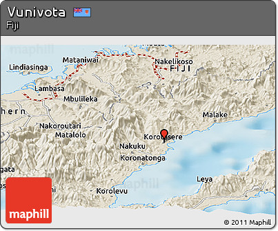 Shaded Relief Panoramic Map of Vunivota