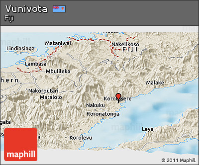 Shaded Relief Panoramic Map of Vunivota