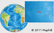 Physical Location Map of the area around 16° 29' 14" S, 17° 46' 29" W