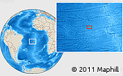 Shaded Relief Location Map of the area around 16° 29' 14" S, 17° 46' 29" W