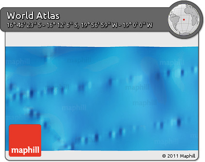 Physical 3D Map of the Area around 16° 29' 14" S, 19° 28' 30" W