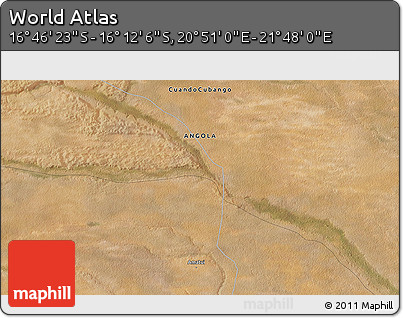 Satellite 3D Map of the Area around 16° 29' 14" S, 21° 19' 30" E