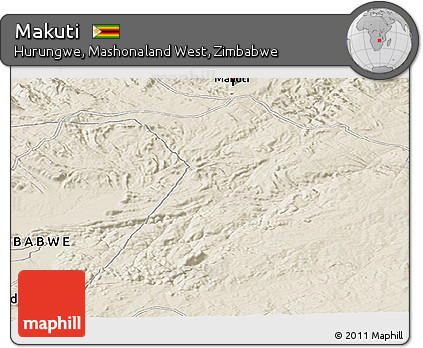 Shaded Relief Panoramic Map of Makuti