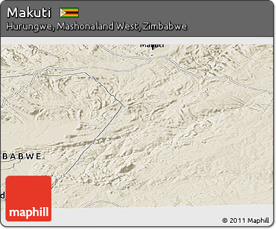 Shaded Relief Panoramic Map of Makuti