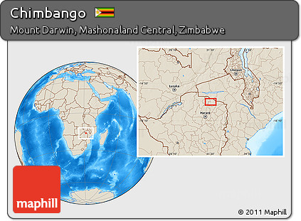 Shaded Relief Location Map of Chimbango