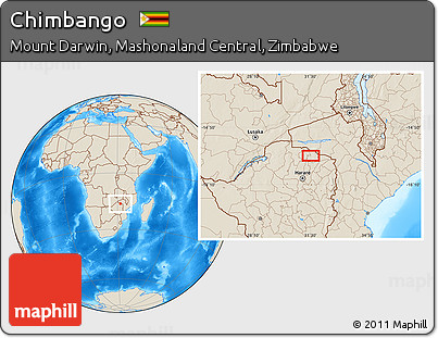 Shaded Relief Location Map of Chimbango