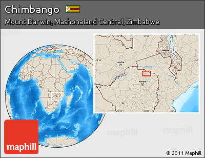 Shaded Relief Location Map of Chimbango