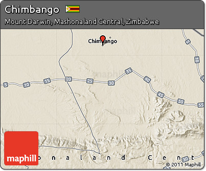 Shaded Relief Map of Chimbango