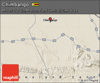 Shaded Relief Map of Chimbango