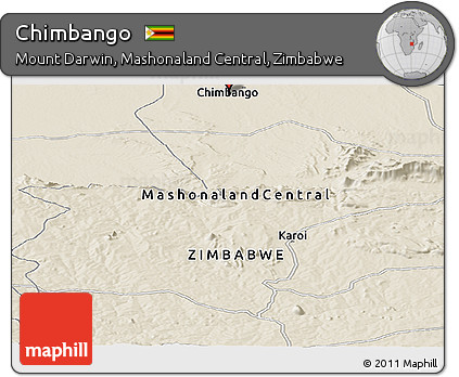 Shaded Relief Panoramic Map of Chimbango