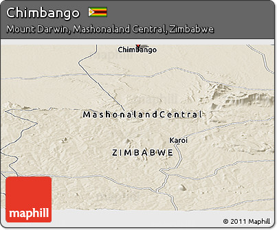 Shaded Relief Panoramic Map of Chimbango