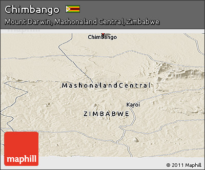 Shaded Relief Panoramic Map of Chimbango