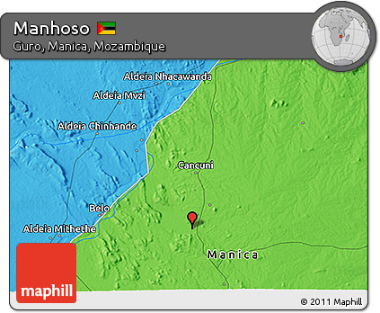 Political 3D Map of Manhoso