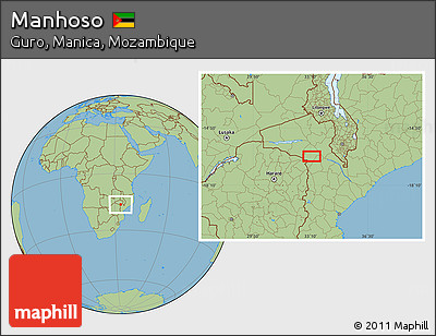 Savanna Style Location Map of Manhoso