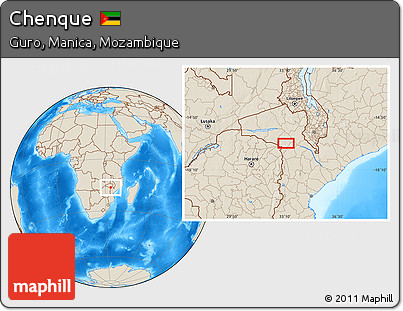 Shaded Relief Location Map of Chenque