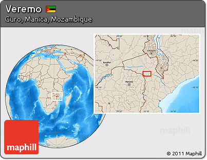 Shaded Relief Location Map of Veremo