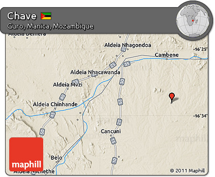 Shaded Relief Map of Chave