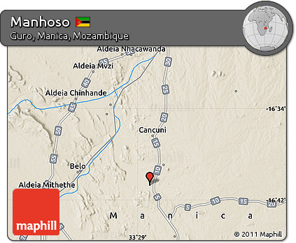 Shaded Relief Map of Manhoso