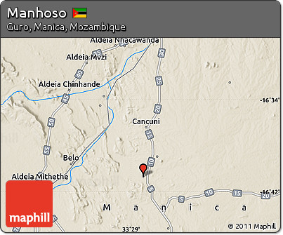 Shaded Relief Map of Manhoso