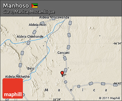 Shaded Relief Map of Manhoso