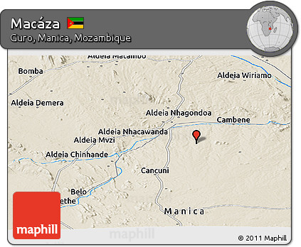 Shaded Relief Panoramic Map of Macáza