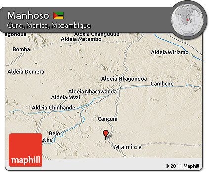 Shaded Relief Panoramic Map of Manhoso