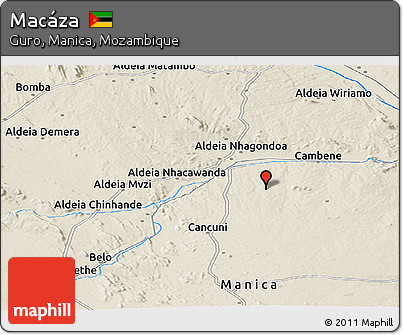 Shaded Relief Panoramic Map of Macáza