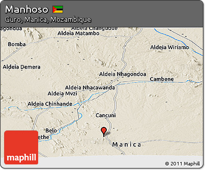 Shaded Relief Panoramic Map of Manhoso