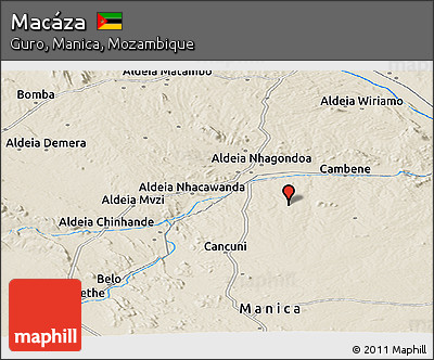 Shaded Relief Panoramic Map of Macáza