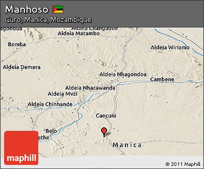 Shaded Relief Panoramic Map of Manhoso
