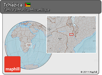 Gray Location Map of Tcházica, hill shading