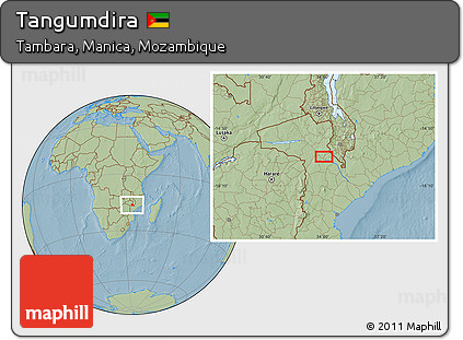 Savanna Style Location Map of Tangumdira, hill shading