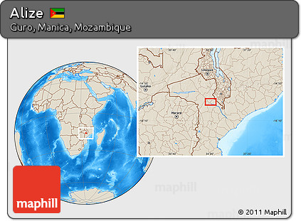 Shaded Relief Location Map of Alize