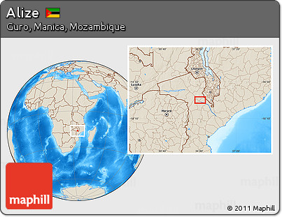 Shaded Relief Location Map of Alize