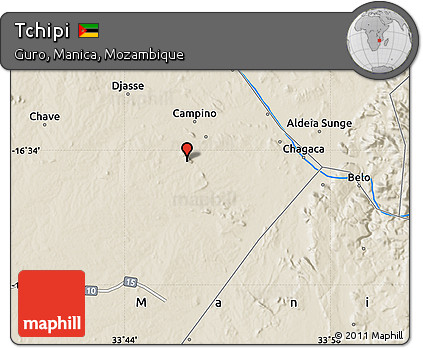 Shaded Relief Map of Tchipi