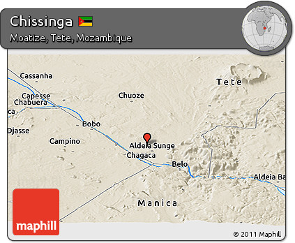 Shaded Relief Panoramic Map of Chissinga