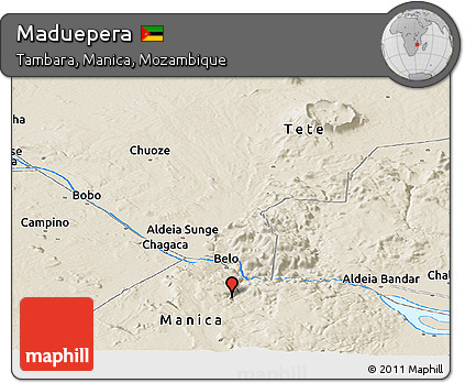 Shaded Relief Panoramic Map of Maduepera