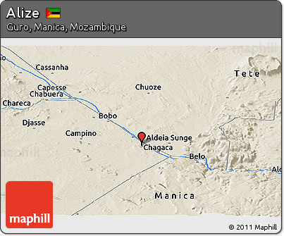 Shaded Relief Panoramic Map of Alize