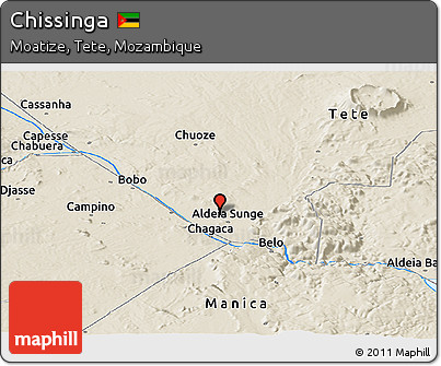 Shaded Relief Panoramic Map of Chissinga