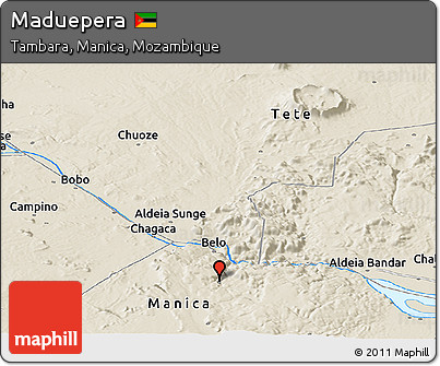 Shaded Relief Panoramic Map of Maduepera