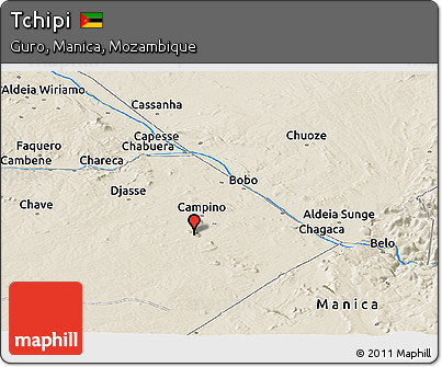 Shaded Relief Panoramic Map of Tchipi