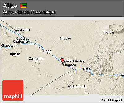 Shaded Relief Panoramic Map of Alize