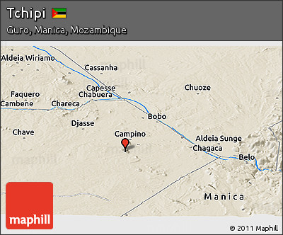 Shaded Relief Panoramic Map of Tchipi