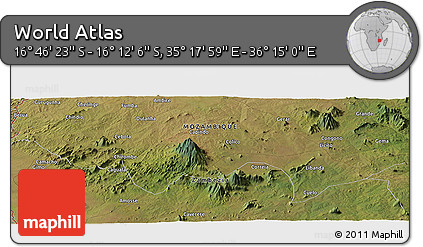 Satellite Panoramic Map of the Area around 16° 29' 14" S, 35° 46' 29" E