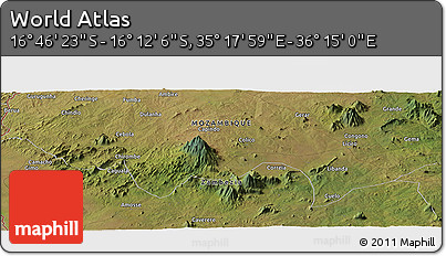 Satellite Panoramic Map of the Area around 16° 29' 14" S, 35° 46' 29" E