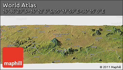 Satellite Panoramic Map of the Area around 16° 29' 14" S, 35° 46' 29" E