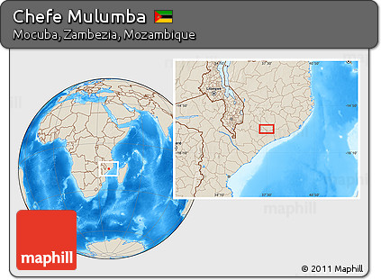 Shaded Relief Location Map of Chefe Mulumba