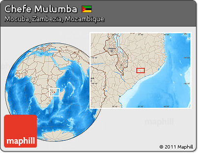 Shaded Relief Location Map of Chefe Mulumba